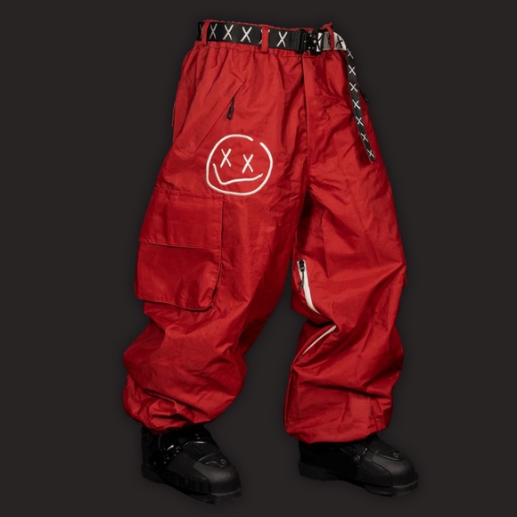 NWOT Numbskull Brick Red Cargo Snow Pants Graphic Ski Pants Size L - Picture 8 of 11